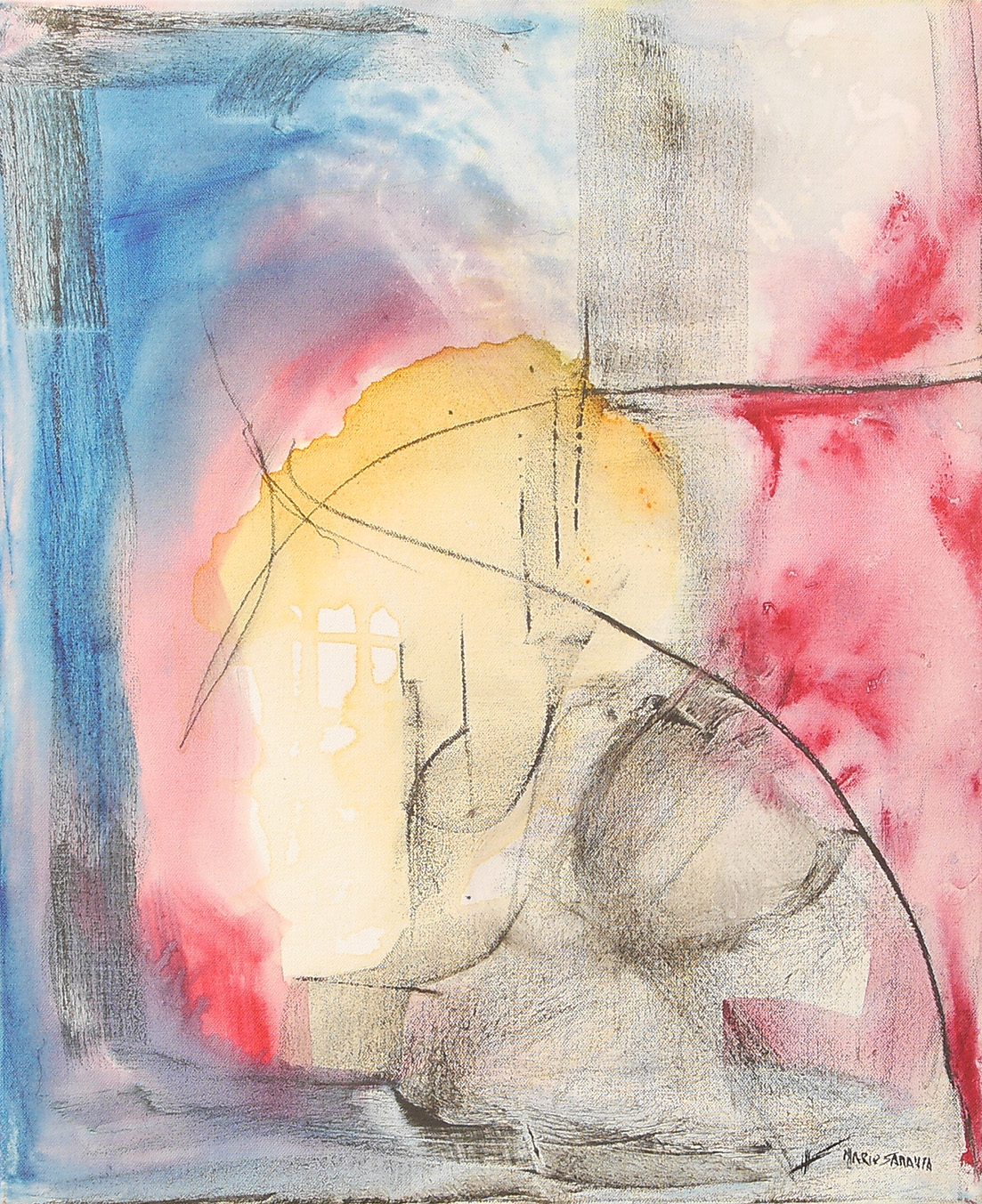 Atelier Mario Saravia, Peinture sur toile tecnique mixte