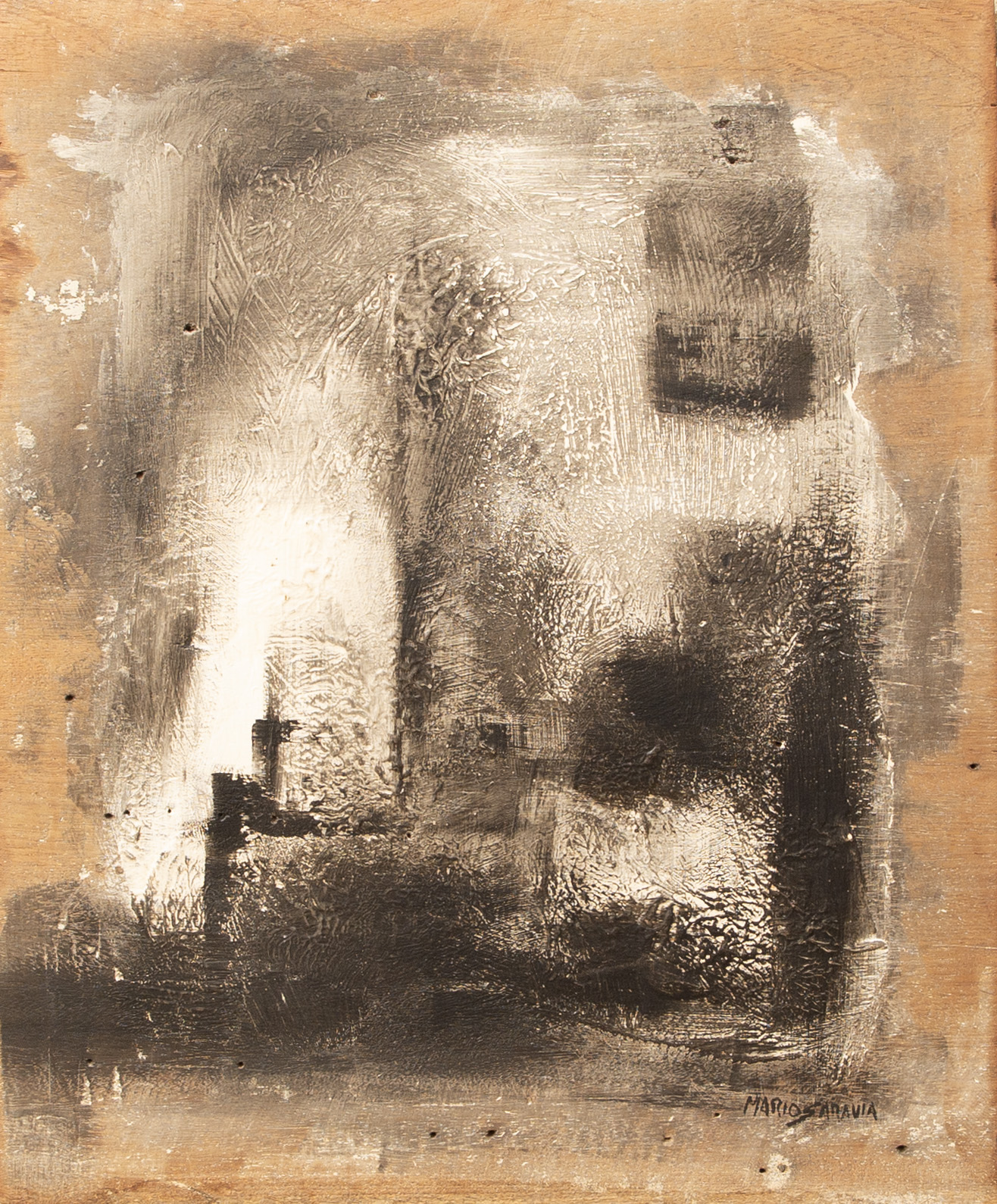 Atelier Mario Saravia, peinture acrylique sur bois