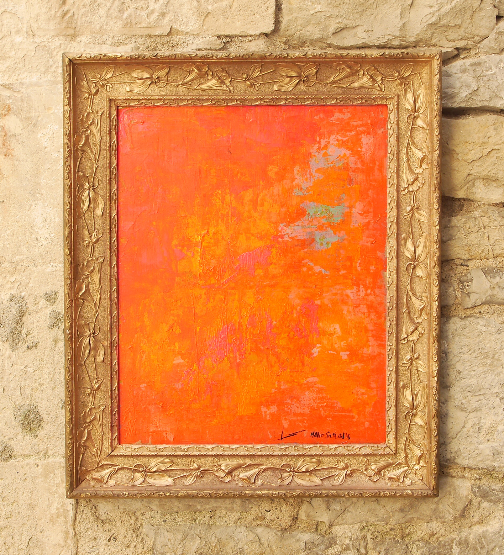 Atelier Mario Saravia, Peinture acrylique avec cadre de récupération