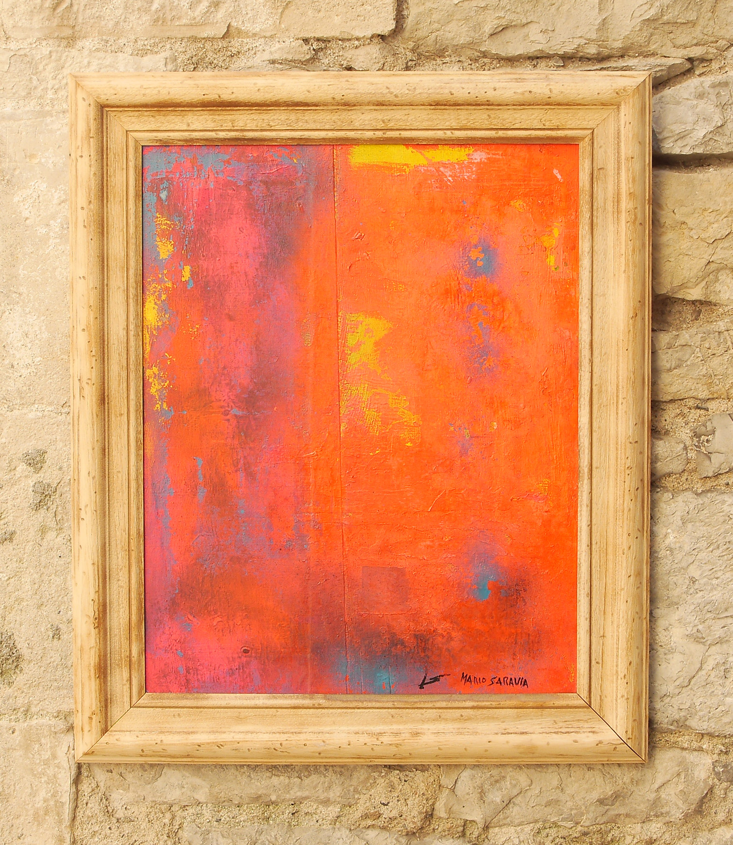 Atelier Mario Saravia, Peinture acrylique avec cadre de récupération